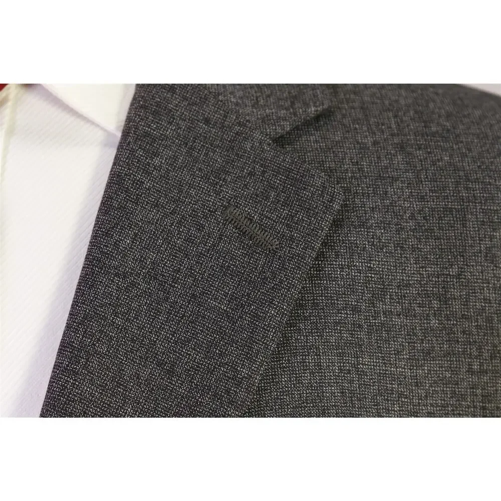Hart Schaffner Marx Very Recent Gray Tic Woven 2-Btn Wool Suit 44L
